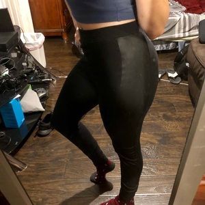 Express sides leather leggings